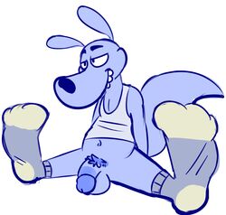 1boy 2016 anthro balls clothed clothing flaccid legwear male male_only mammal marsupial nickelodeon partially_clothed penis rocko rocko's_modern_life sketch socks solo the-alfie-incorporated wallaby