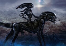 1boy 1girls alex_tuis alien alien_(franchise) alien_girl ass bareback breasts erection feet female feral footjob male mist monster monster_girl mountain nightmare_fuel nightmare_waifu penis photoshop riding sitting tail tongue xenomorph