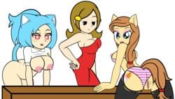 3girls 5-volt absurd_res alpha_channel animal_humanoid anthro ass auburn_hair blue_fur blue_hair bra breasts brunette button's_mom cartoon_network cat_humanoid clothed clothing cream_heart_(mlp) dress equine feline female for_sticker_use friendship_is_magic fur hair hi_res horse human humanoid mammal mature_female milf mother mrmaclicious my_little_pony nicole_watterson nicole_watterson_(human) nipples no_background panties panties_aside parent png pony pussy simple_background sticker_template striped striped_panties the_amazing_world_of_gumball the_amazing_world_of_gumball_(human) transparent_background transparent_png underwear undressing video_games warioware