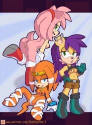 2016 3girls amy_rose anthro anus areola ass bedroom_eyes big_breasts blue_eyes boots breasts cameltoe clothed clothing clothing_lift echidna eulipotyphlan eyelashes female female_only footwear fur furry furry_only gloves green_eyes group hair half-closed_eyes hedgehog herpestid looking_at_viewer looking_back mammal mina_mongoose mongoose monotreme navel nipples nude open_mouth orange_body panties presenting presenting_hindquarters pussy seductive sega shirt shirt_lift smile sonic_(series) sonic_the_hedgehog_(archie) sonic_the_hedgehog_(comics) sonic_the_hedgehog_(series) spread_legs spreading tail teenage_girl the_other_half tikal_the_echidna underwear yellow_body yellow_fur