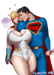 1boy 1girls alien alien_boy between_breasts big_breasts blush breasts bulge clark_kent cleavage crying dc dc_comics female fingering heavy_blush incest interspecies karen_starr large_breasts male moaning open_mouth pale-skinned_female pale-skinned_male pale_skin pleasure_face plump_lips power_girl pussy_juice rysketches skintight straight superman superman_(series) tears thick_hips thick_thighs thighs