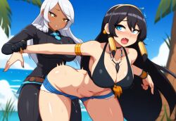 1futa 1girl1futa ai_generated beach big_penis dark-skinned_futanari dark_skin duo female futa_on_female futanari large_breasts light-skinned_female light_skin mullon novelai original penis sex suit