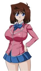 anzu_mazaki big_breasts bimbo breasts brown_hair clothed female gigantic_breasts huge_breasts large_breasts mazaki_anzu school_uniform schoolgirl tea_gardner tight_clothing tight_shirt yu-gi-oh! yu-gi-oh!_duel_links yu-gi-oh!_duel_monsters zahkey