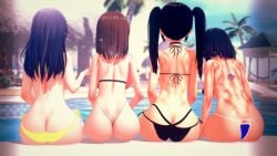 3d 3d_(artwork) 3d_model ass back_view big_ass bikini black_hair breasts brown_hair hari_(tomiaf) hari_akeyo latam_virtual_youtuber long_hair multiple_girls pool public shai_zoe shaizoe_ shaizoe_(character) shaizoe_(female) swimsuit tagme thighs virtual_youtuber vtuber