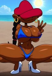 ai_generated bikini cartoon_network codename:_kids_next_door dark_skinned_female female hat high_heels huge_breasts jman23cd nipples numbuh_5 white_heels