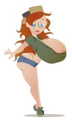 ass_squish barkikiri big_ass blue_eyes disney freckles ginger gravity_falls huge_breasts side_view wendy_corduroy