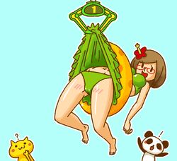 feline glasses minus8 mob_face nikki_(swapnote) nintendo nintendo_badge_arcade panda panties solo_focus swapnote upskirt