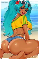 1girls 2024 ass big_ass big_breasts big_thighs brazil brazilian brazilian_female brazilian_miku breasts cyan_eyes cyan_hair darkmoney1 female female_only hatsune_miku huge_ass huge_thighs latin_american_hatsune_miku_(meme) long_hair looking_at_viewer looking_back rear_view shirt shorts solo tagme tan tan_body thick_hips thick_thighs thighs thong twintails vocaloid yellow_shirt