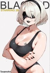 blacked blacked_clothing interracial nier:_automata pale-skinned_female pale_skin tovannart yorha_2b