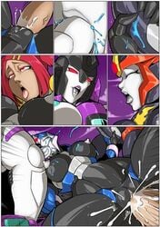 1girls 3futas aged_up ahe_gao arcee arcee_(prime) autobot big_breasts blue_cum breasts comic cum cum_in_mouth cum_in_pussy cum_inside decepticon fellatio female flamewar futanari handjob hasbro intersex low_res mad-project multicolored_body multiple_futa robot sari_sumdac slipstream transformers transformers_animated transformers_prime yuri