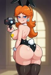 ai_generated big_ass bunnysuit civitai landidzu_(style) mario_(series) pasties princess_daisy tagme tongue_out