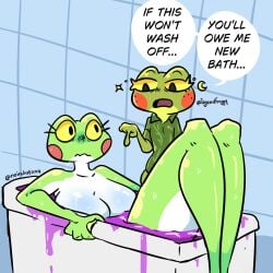 1girls anny_(legendfroggy) bath female frog legendfroggy noirchaton4 tagme wet