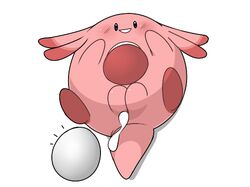 1girls :d black_eyes blush chansey cum egg egg_laying feet female feral looking_at_viewer looking_up lying nintendo nude on_back pink_skin pokemon pussy robbonp simple_background smile solo spreading tail video_games white_background