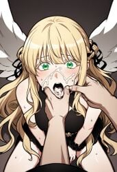 ai_generated angel angel_wings blonde_female blonde_hair green_eyes omniscient_reader omniscient_reader's_viewpoint omniscient_reader_(webtoon) uriel_'demon-like_judge_of_fire'_(omniscient_reader's_viewpoint) webtoon