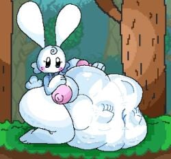 anthro anthro_pred big_belly big_breasts bunny_ears bunny_girl mysticemerald_(artist) nitrobutter pixel_art struggling struggling_prey terraria vore vore_belly