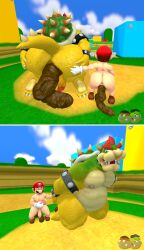 2boys absurd_res anthro ass balls big_butt bowser crouching cursed duo feces genitals hand_on_butt hi_res huge_butt human kanebrentkoopa king king_koopa kneeling koopa male male/male mammal mar10_day mario mario_(series) metal_bracelet nintendo nude penis pooping_on_floor reptile royalty scalie scat scatplay slightly_chubby super_mario_bros. tecbuttlovefa thick thick_thighs what where_is_your_god_now wide_hips