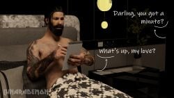 3d beard comic dbd dead_by_daylight jeff_johansen lunarademon naked naked_male tattoo