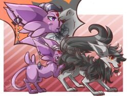 black_fur blush canine eeveelution espeon female feral fur mammal mightyena nintendo pokemon purple_fur pussy video_games whimsydreams