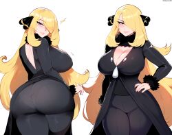 1girls ai_generated anemoi ass blonde_hair breasts cynthia_(pokemon) female female_only long_hair looking_back pokemon skirt_lift tagme