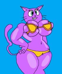 big_breasts bikini blue_background blue_eyes breasts cat_girl cat_humanoid catgirl cute digital_drawing_(artwork) embarrassed eyelashes feline furry furry_breasts furry_female furry_only hips huge_breasts huge_hips huge_thighs oc purple purple_body purple_fur purple_skin shiny_body shiny_breasts shiny_skin shy shy_girl simple simple_drawing squished squished_breasts squished_thigh thighs tight tight_bikini tight_fit traced traced_art underwear yellow_bikini yellow_underwear