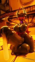 1futa 3d 3d_(artwork) beast_darling_(cally3d) bendy_and_the_dark_revival bendy_and_the_ink_machine big_ass big_balls big_breasts big_penis black_body choker cum futa_only futanari hi_res huge_balls huge_cock hyper hyper_balls hyper_penis piercing precum sharp_teeth silver2299 solo south_shaed_(dreams_come_true_studio) thick_thighs tusks wide_hips