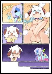 1boy 1girl 1girls ass balls ballsack big_ass big_balls big_breasts big_penis big_thighs bigger_female black_sclera blue_skin breasts butt cock collar comic comic_page completely_nude femboy femboy_on_female ghost ghost_girl ghostlykoisus horn horns huge_cock hung_femboy koi_(ghostlykoisus) long_hair massive_breasts mery_(koishiko) milf naked oc original_character penis ribbon ribbon_bondage seductive seductive_look size_difference small_but_hung smaller_male thick_thighs thighs white_hair