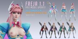 3d_(artwork) blizzard_entertainment dzooworks female_focus female_only freja_(overwatch) ginger_female half-dressed half_naked nordic_female overwatch pale-skinned_female pussy