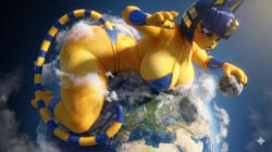 ai_generated ankha ankha_(animal_crossing) anthro big_ass big_breasts bikini continent continent_destruction giantess giga_giantess macro voluptuous wide_hips