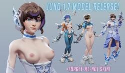 3d_(artwork) asian_female blizzard_entertainment dzooworks female_focus female_only half-dressed half_naked juno_(overwatch) overwatch pussy thick_ass
