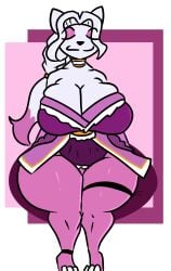 big_breasts breasts cleavage female furry huge_breasts kingretrokirby mienshao nintendo pokemon pokemon_(species) thick_thighs wide_hips