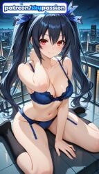 1girls 2026 ai_assisted ai_generated anime black_hair black_legwear boobs breasts bust choujigen_game_neptune city city_lights cityscape hi_res high_quality high_resolution highres hyperdimension_neptunia long_hair neptune_(series) neptunia_(series) night noire noire_(neptunia) patreon patreon_username red_eyes skypassion smile solo stable_diffusion tits underwear watermark