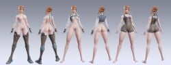 3d_(artwork) blizzard_entertainment dzooworks female_focus female_only freja_(overwatch) ginger_female half-dressed half_naked nordic_female overwatch pale-skinned_female pussy