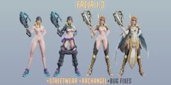 3d_(artwork) blizzard_entertainment dzooworks female_focus female_only freja_(overwatch) ginger_female half-dressed half_naked nordic_female overwatch pale-skinned_female pussy