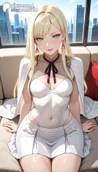 1girls 2026 ai_assisted ai_generated anime blue_nails boobs breasts building bust city cityscape earrings gigi_andalusia gundam heart_earrings hi_res high_quality high_resolution highres hoop_earrings jewelry long_hair mobile_suit_gundam nail_polish patreon patreon_username pink_nails red_nails sitting skypassion stable_diffusion tits watermark