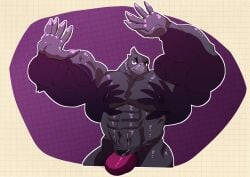 abs avian brawl_stars bulge crow_(brawl_stars) furry furry_only looking_at_viewer male_focus male_only massive_muscles muscular_male shadows tagme tagme_(artist) thong_only