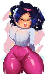 arms_behind_head asian_female big_breasts black_hair fat_ass female female_only friday_night_funkin huge_ass huge_breasts large_breasts nene_(newgrounds) newgrounds no_desi1 pico's_school posing sharp_teeth short_hair thick_thighs thin_waist tight_clothing white_eyes wide_hips