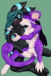 breast_grab breasts eeveelution female hand_on_breast katriel kissing nintendo pokemon pokemon_(species) pussy rattata tagme umbreon video_games yuri