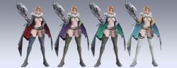 3d_(artwork) blizzard_entertainment dzooworks female_focus female_only freja_(overwatch) ginger_female half-dressed half_naked nordic_female overwatch pale-skinned_female pussy