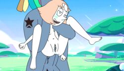 alien alien_girl alien_humanoid animated bismuth_(steven_universe) cartoon_network dickgirl female futa_on_female futa_with_female futanari gem_(species) intersex multicolored_hair pearl_(steven_universe) pedroillusions purple_skin steven_universe stomach_bulge white_skin