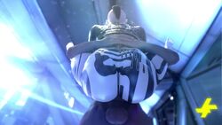 1boy 1girls 3d 3d_(artwork) animated ass athletic athletic_female big_ass carrying dark-skinned_male feet_up italessio27 jack_(mass_effect) large_ass mass_effect sex sound stand_and_carry_position straight tagme tattoo vaginal_penetration video