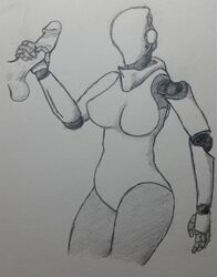 breasts cybernetics cyborg disembodied_penis female handjob haydee haydee_(game) machine male penis robot scrungusbungus sketch