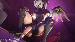 1futa 3d areola balls blonde_hair breasts breasts_out busty cleavage cum cumshot ejaculation eyeshadow futa_only futanari high_heels huge_balls huge_breasts huge_cock huge_penis intersex lipstick makeup masturbation mercy mitrild-sfm nipples overwatch penis penis_out solo solo_futa source_filmmaker testicles voluptuous wings