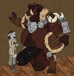 2boys alcohol anthro armor belly beverage big_belly big_testicles blush canine chest_hair clothed clothing drunk erection fat_man fingerless_gloves foreskin fur furry gigantic_penis gigantic_testicles glove gnoll hair hairy hairy_armpits half-erect huge_cock huge_testicles hyper hyper_penis hyper_testicles male male_only mammal min mostly_nude nipples open_mouth overweight penis pose pubic_hair retracted_foreskin rotgut_(fapp) scared semi-erect size_difference sweat testicles turks tusks uncut veins veiny_penis warts wolf