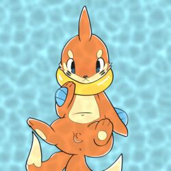 1boy 2016 2_tails 3_fingers 3_toes animated anus balls blue_eyes buizel flaccid konzaburou looking_at_viewer loop male male_only multi_tail navel nintendo nude orange_body penis pokemon simple_background solo swimming toes video_games water