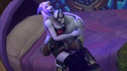 3d blizzard_entertainment draenei female hug male svayaa undead undead_(warcraft) warcraft world_of_warcraft