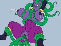 2015 abs anal anal_sex anthro big_breasts bodysuit bondage bound breast_fondling breast_grab breast_squeeze breasts clothing earth_pony equine female fondling forced friendship_is_magic fur green_eyes green_hair hair hand_on_breast hands_above_head horse huge_breasts karnator_(artist) lactation mammal mane-iac_(mlp) milk my_little_pony nipples penetration pony purple_fur purple_nipples pussy red_eyes solo tentacle tentacle_hair tight_clothing torn_clothing vaginal_penetration wet_pussy