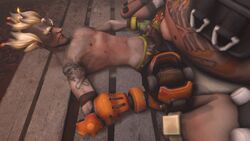 2boys 3d anal animated balls blizzard_entertainment erection fat gif gloves huge_cock ictonica junkrat leg_lift lying male_only missionary multiple_boys on_table overwatch penetration penis roadhog sex size_difference source_filmmaker tagme tattoo yaoi