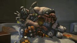 2boys 3d anal animated bed blizzard_entertainment erection fat food gif gloves happy_sex huge_cock ictonica junkrat leg_lift lying male_only mask multiple_boys naughty_face overwatch penis pizza roadhog sex size_difference source_filmmaker tattoo yaoi