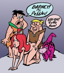 barney_rubble bivouac cheating_husband cheating_wife dino father-in-law_and_daughter-in-law female fred_flintstone hanna-barbera human male nipples pebbles_flintstone straight the_flintstones the_pebbles_and_bamm-bamm_show watching