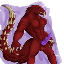 anthro balls canine capcom claws daikuhiroshiama knot male male_only mammal monster_hunter muscular odogaron penis video_games